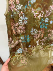 Green Embroidered  Blouse Organza Sleeveless with Floral Motif-Luxe Orienta - Luxe Orienta CO., LIMITED
