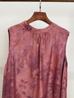 Muted Pink Floral Jacquard Sleeveless Blouse  | Luxe Orienta Modern Chinese Fashion - Luxe Orienta CO., LIMITED