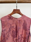 Muted Pink Floral Jacquard Sleeveless Blouse  | Luxe Orienta Modern Chinese Fashion - Luxe Orienta CO., LIMITED
