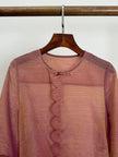 Pink Mulberry Silk Jacquard Blouse with Frog Buttons | Modern Chinese Top - Luxe Orienta CO., LIMITED