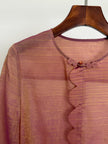 Pink Mulberry Silk Jacquard Blouse with Frog Buttons | Modern Chinese Top - Luxe Orienta CO., LIMITED