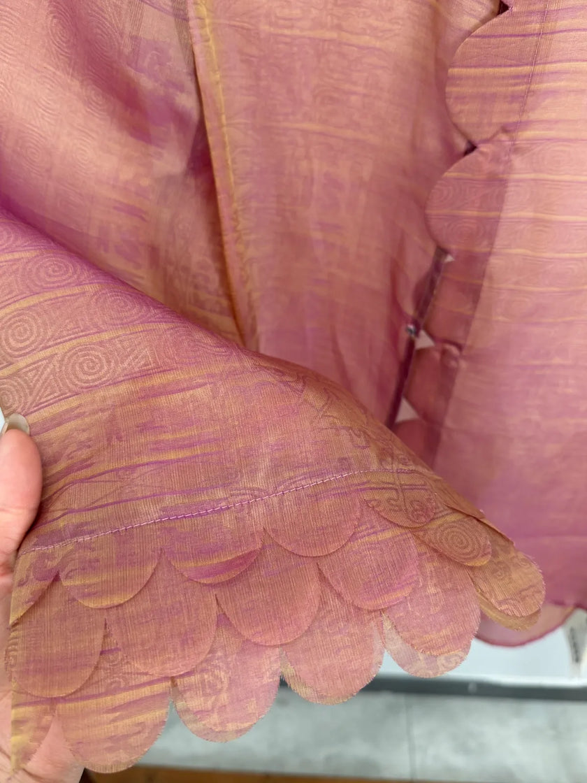 Pink Mulberry Silk Jacquard Blouse with Frog Buttons | Modern Chinese Top - Luxe Orienta CO., LIMITED