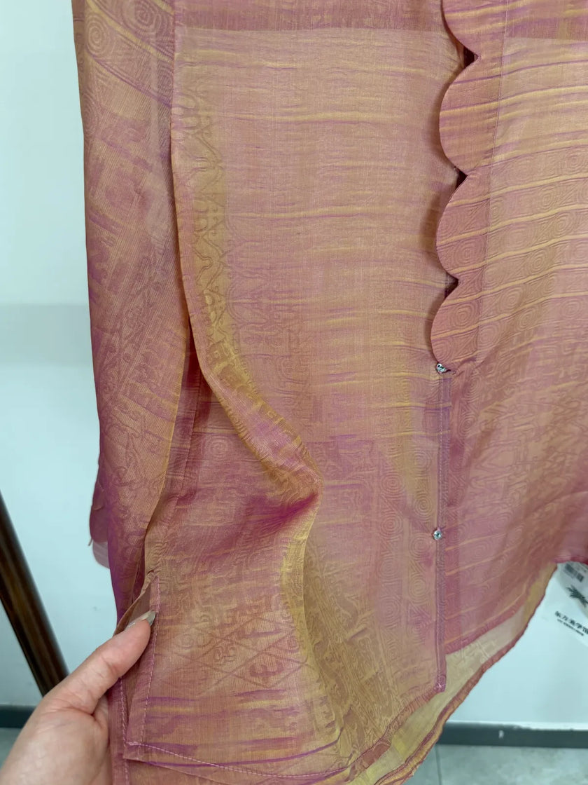 Pink Mulberry Silk Jacquard Blouse with Frog Buttons | Modern Chinese Top - Luxe Orienta CO., LIMITED
