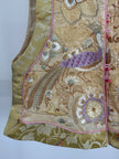 Beige Peacock Embroidery Mulberry Silk Vest with Song Brocade Patchwork-Luxe Orienta Luxury Fashion - Luxe Orienta CO., LIMITED