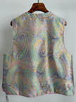 Pink-Purple Paisley Jacquard Rayon Vest – Chinese Knot Button Waistcoat | Luxe Orienta - Luxe Orienta CO., LIMITED