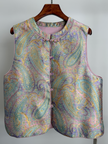 Pink-Purple Paisley Jacquard Rayon Vest – Chinese Knot Button Waistcoat | Luxe Orienta - Luxe Orienta CO., LIMITED