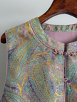 Pink-Purple Paisley Jacquard Rayon Vest – Chinese Knot Button Waistcoat | Luxe Orienta - Luxe Orienta CO., LIMITED