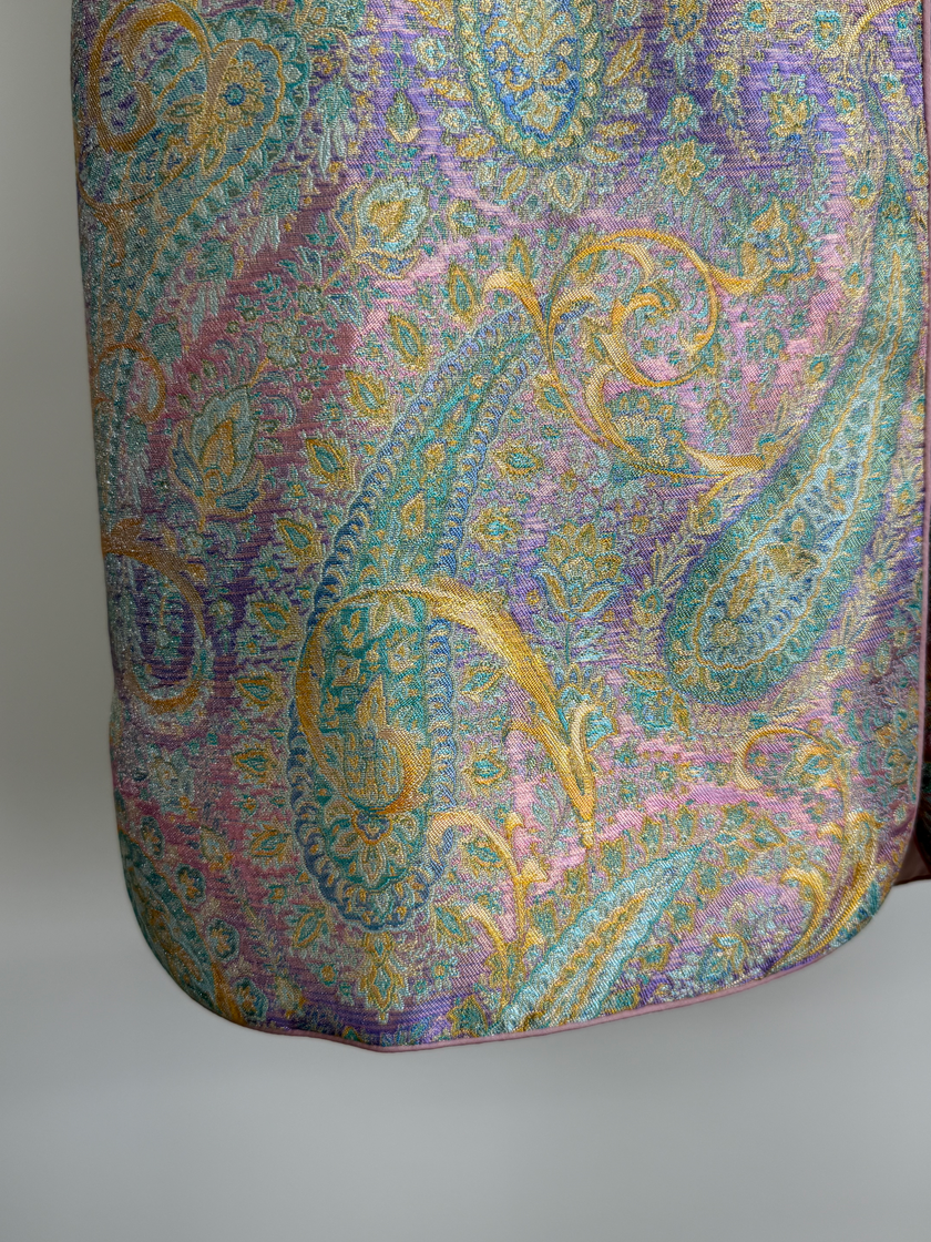 Pink-Purple Paisley Jacquard Rayon Vest – Chinese Knot Button Waistcoat | Luxe Orienta - Luxe Orienta CO., LIMITED