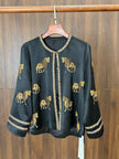 golden chinese embroidered top with horse motif modern oriental fashion