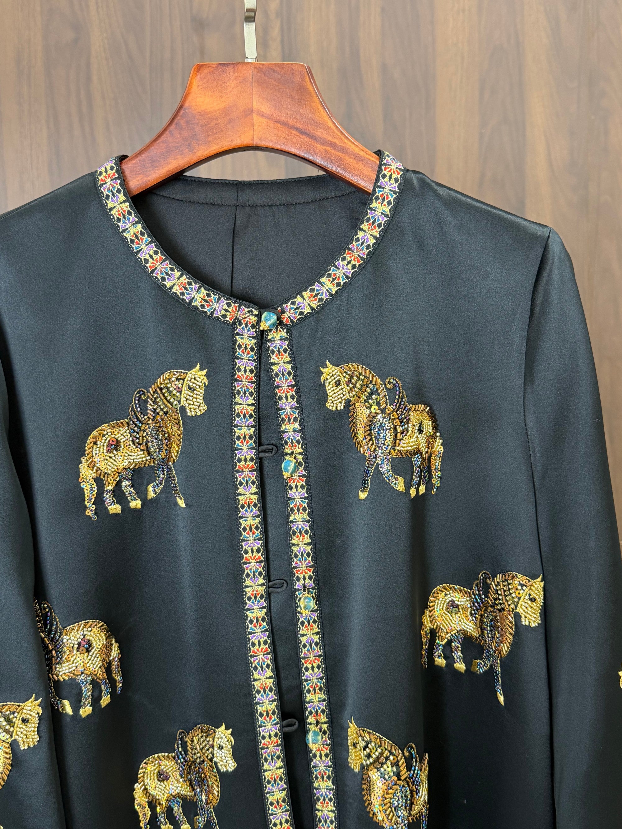 horse embroidery detail chinese style blouse
