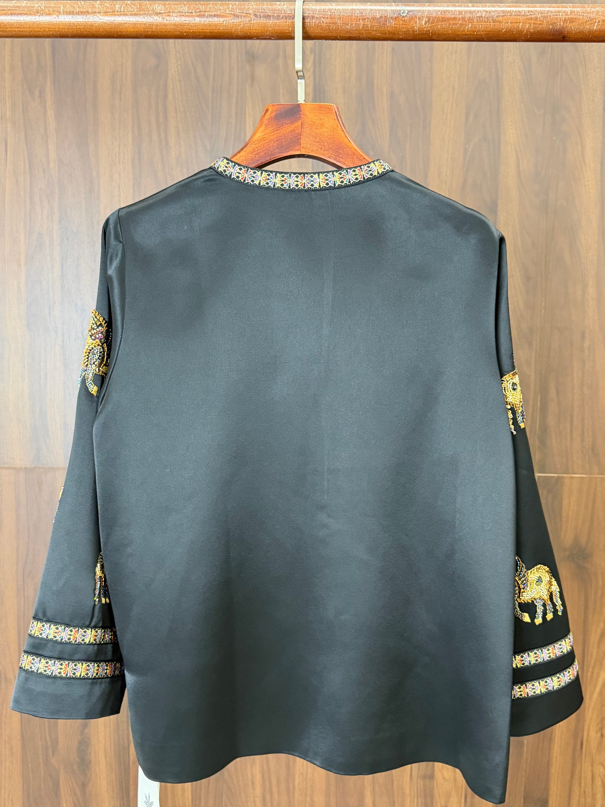 golden chinese embroidered top with horse motif modern oriental fashion