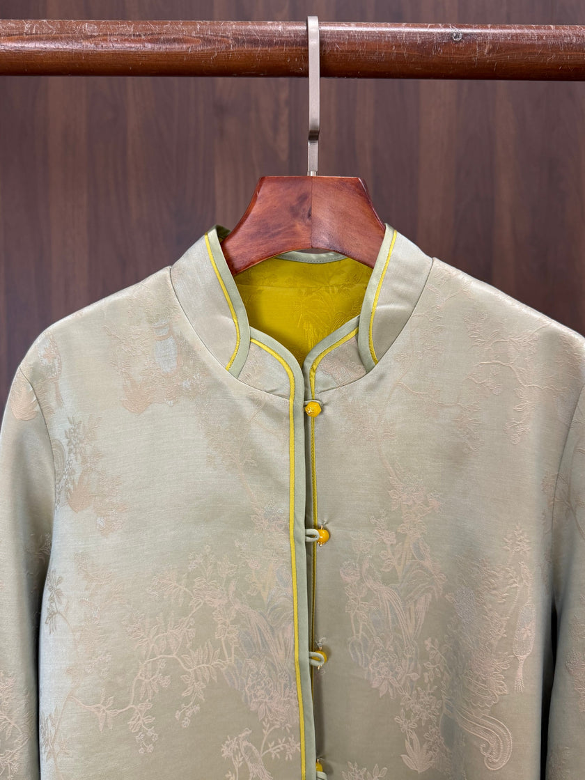 beaded embroidery floral cuff detail mulberry silk chinese jacket