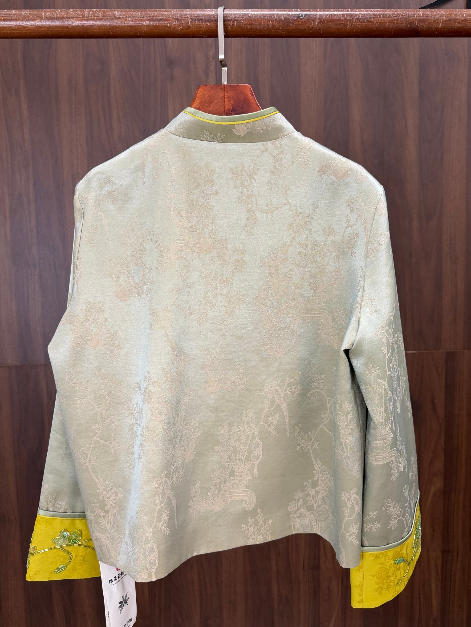beaded embroidery floral cuff detail mulberry silk chinese jacket
