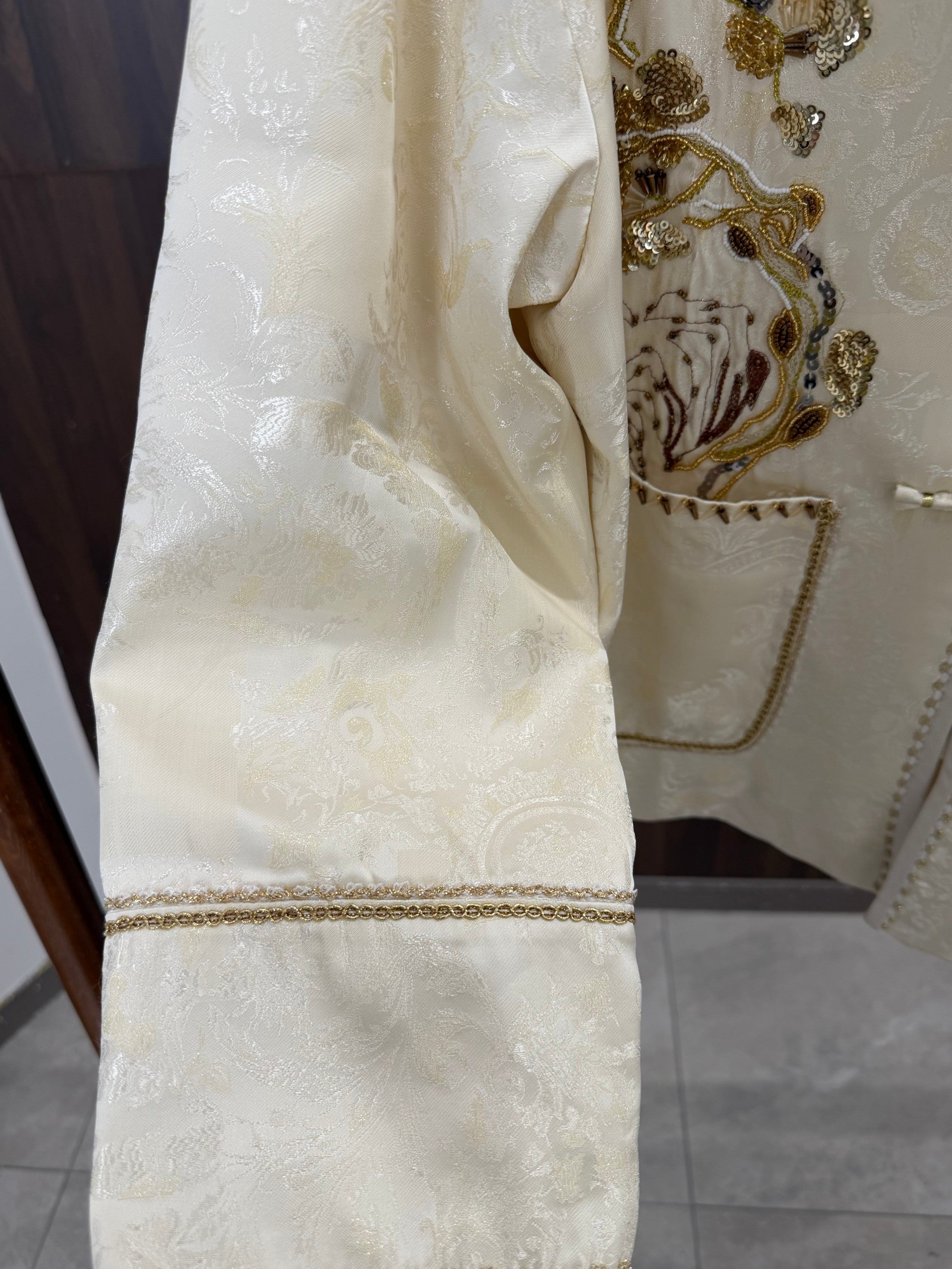 pine tree beaded embroidery detail chinese tang jacket