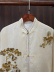 pine tree beaded embroidery detail chinese tang jacket