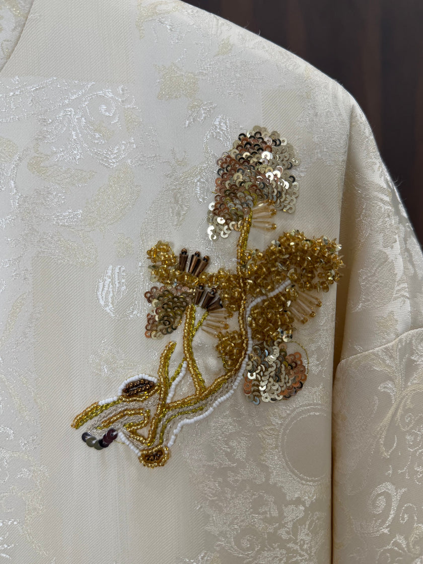 pine tree beaded embroidery detail chinese tang jacket