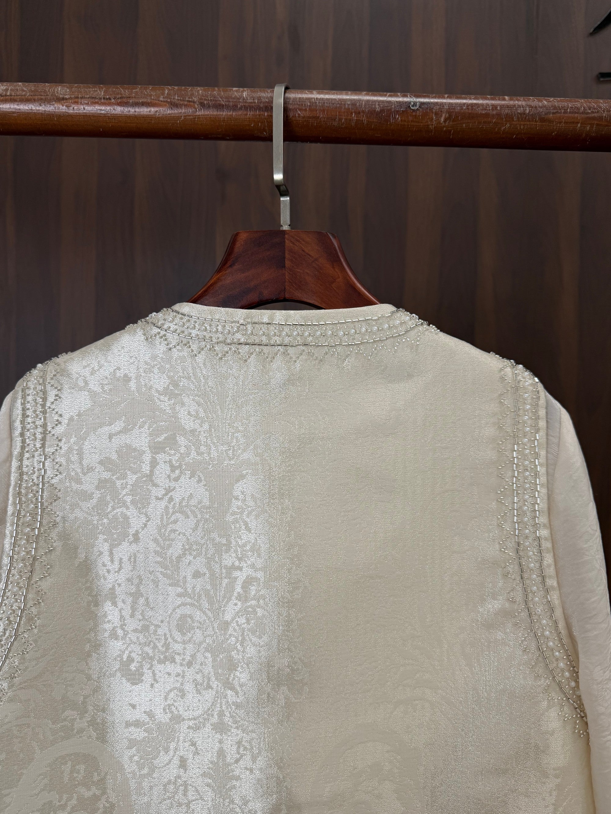 beaded sequin embroidery detail oriental vest