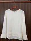 beige beaded sequin Satin blouse 