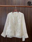 white beaded sequin embroidered vest and satin shirt modern chinese fashion set