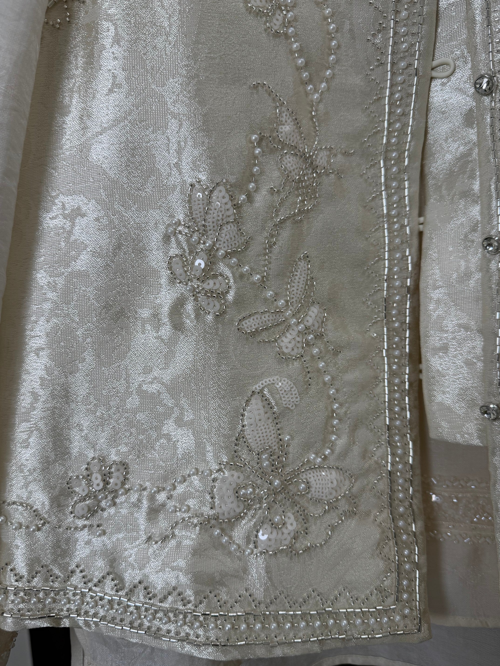 beaded sequin embroidery detail oriental vest