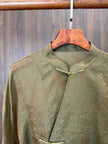 Mulberry Silk Jacquard Mandarin Collar Blouse | Modern Chinese Frog Button Shirt - Luxe Orienta CO., LIMITED