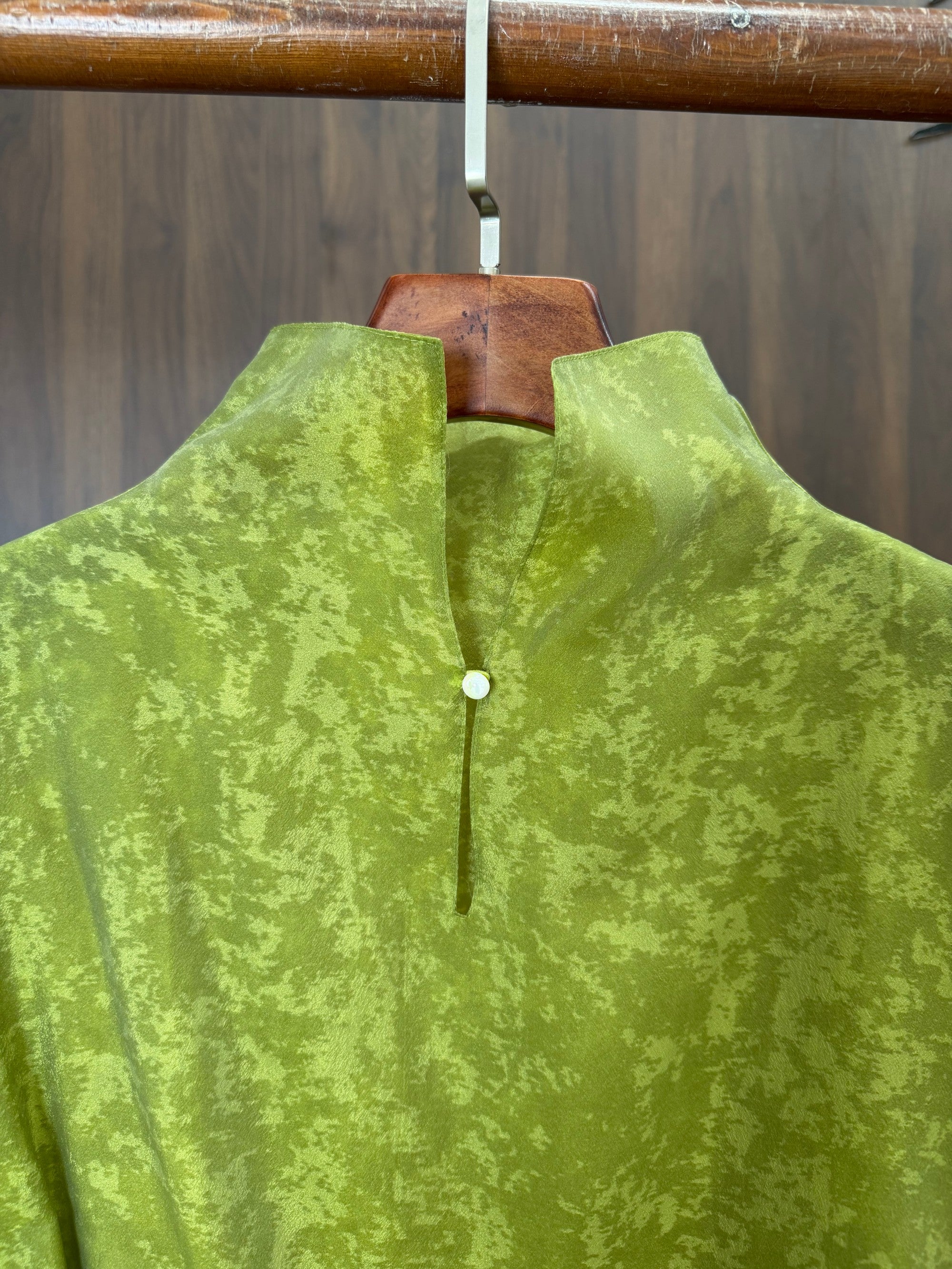 Green TENCEL™ Jacquard Long Sleeve Blouse | Minimalist Modern Chinese Style - Luxe Orienta CO., LIMITED