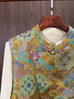 traditional chinese knot button closure silk vest detail