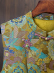 traditional chinese knot button closure silk vest detail
