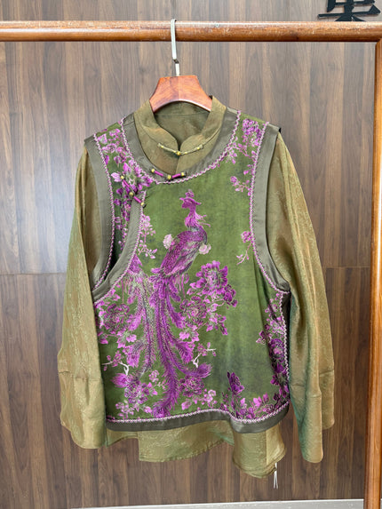 purple phoenix embroidered chinese vest women modern chinese fashion luxe orienta