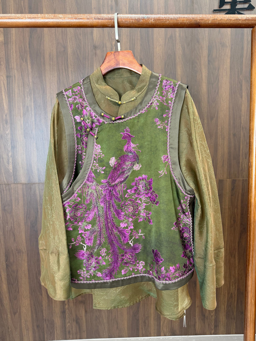purple phoenix embroidered chinese vest women modern chinese fashion luxe orienta