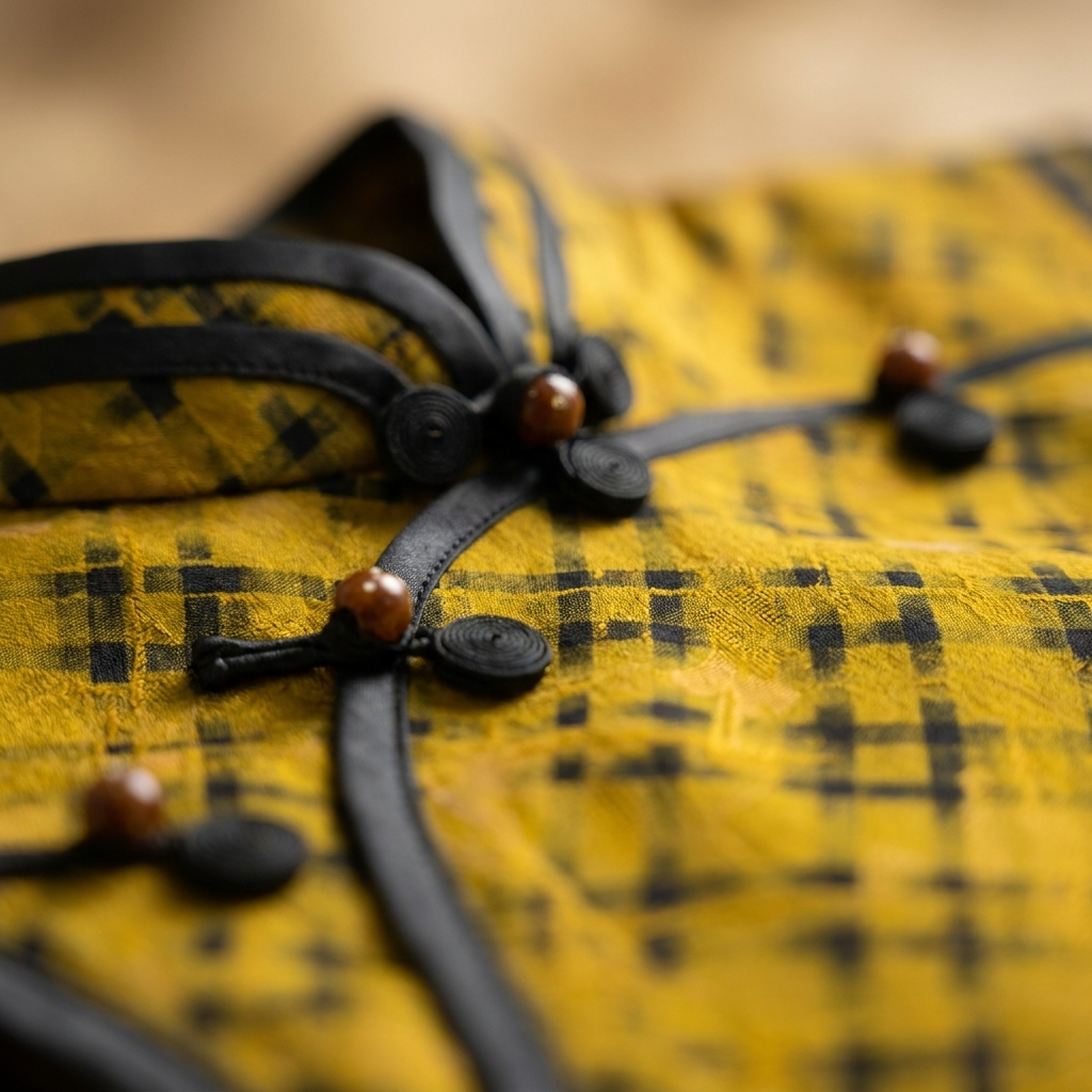 Close-up of the frog buttons of  luxe orienta qipao dress