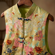 Embroidered floral vest  close-up 