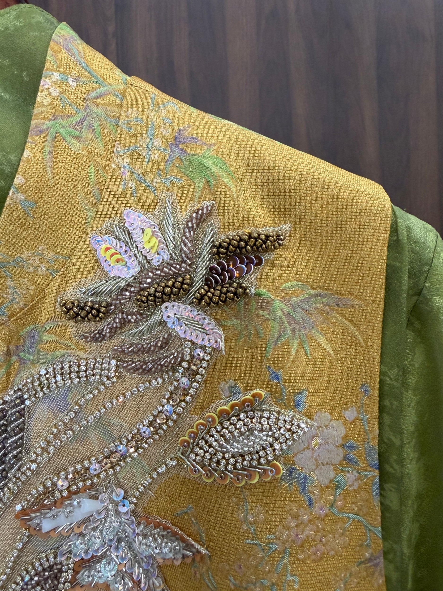 Yellow Beaded Embroidered Bamboo Vest | 100% Viscose Modern Chinese Elegance - Luxe Orienta CO., LIMITED