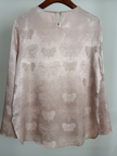 Pink Butterfly Jacquard Acetate Blouse  back view