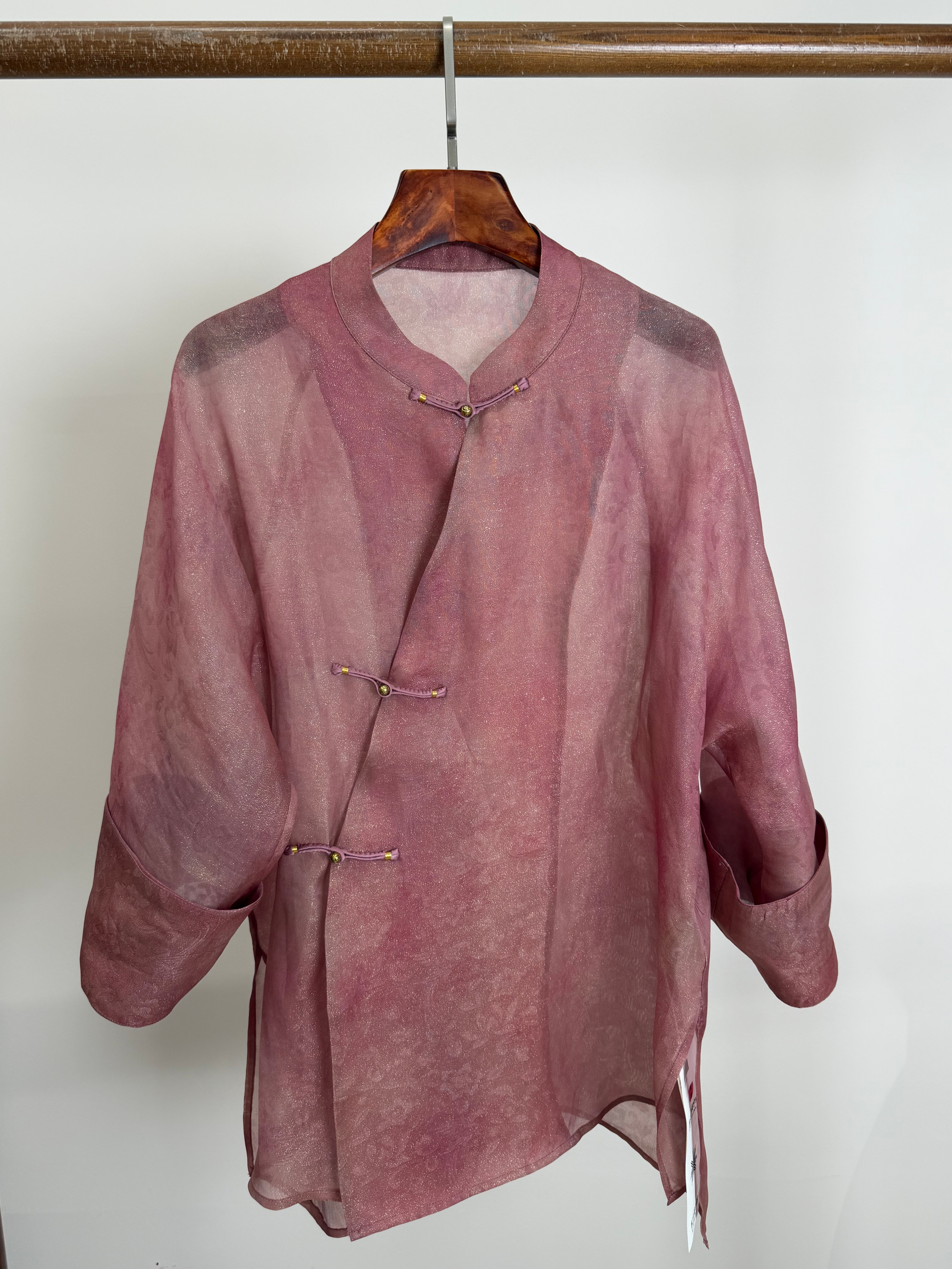 Pink Mulberry Silk Brocade Shirt 