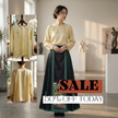 Black Hand Embroidery Floral & Pavilion Xiangyunsha Silk Ma Mian Qun | 100% Mulberry Silk Horse-Face Skirt