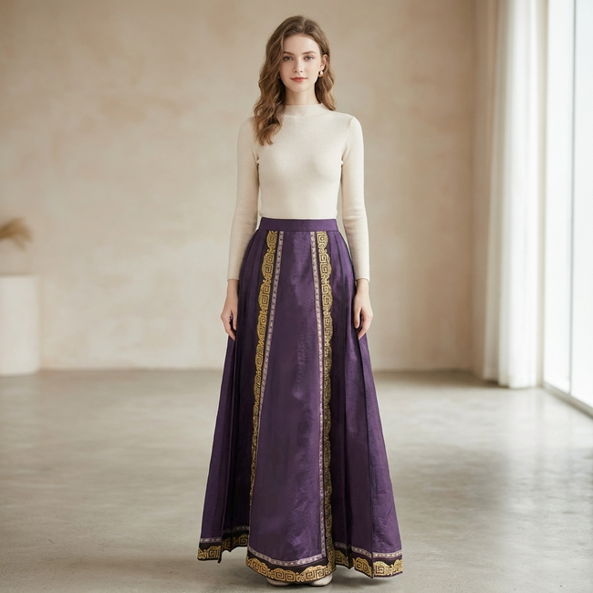 purple mamianqun with white blouse