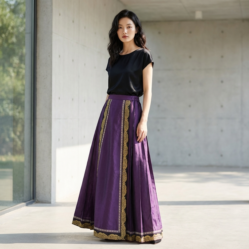 xiangyunsha skirt matching black top