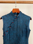 Blue Rose Jacquard Xiangyunsha Sleeveless Qipao | Elegant Chinese  Mulberry Silk Cheongsam Dress - Luxe Orienta CO., LIMITED