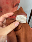 100% Mulberry Silk Xiangyunsha Rust Red Floral Print Short Sleeve Qipao Dress | LUXE ORIENTA - Luxe Orienta CO., LIMITED