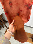 100% Mulberry Silk Xiangyunsha Rust Red Floral Print Short Sleeve Qipao Dress | LUXE ORIENTA - Luxe Orienta CO., LIMITED