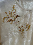 Beige Acetate Jacquard Embroidered Chinese Blouse Beading Embroidered Detail | Luxe Orienta