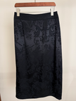  Black Jacquard Rayon Side-Slit Skirt with Chinese Knot Button Midi Skirt 