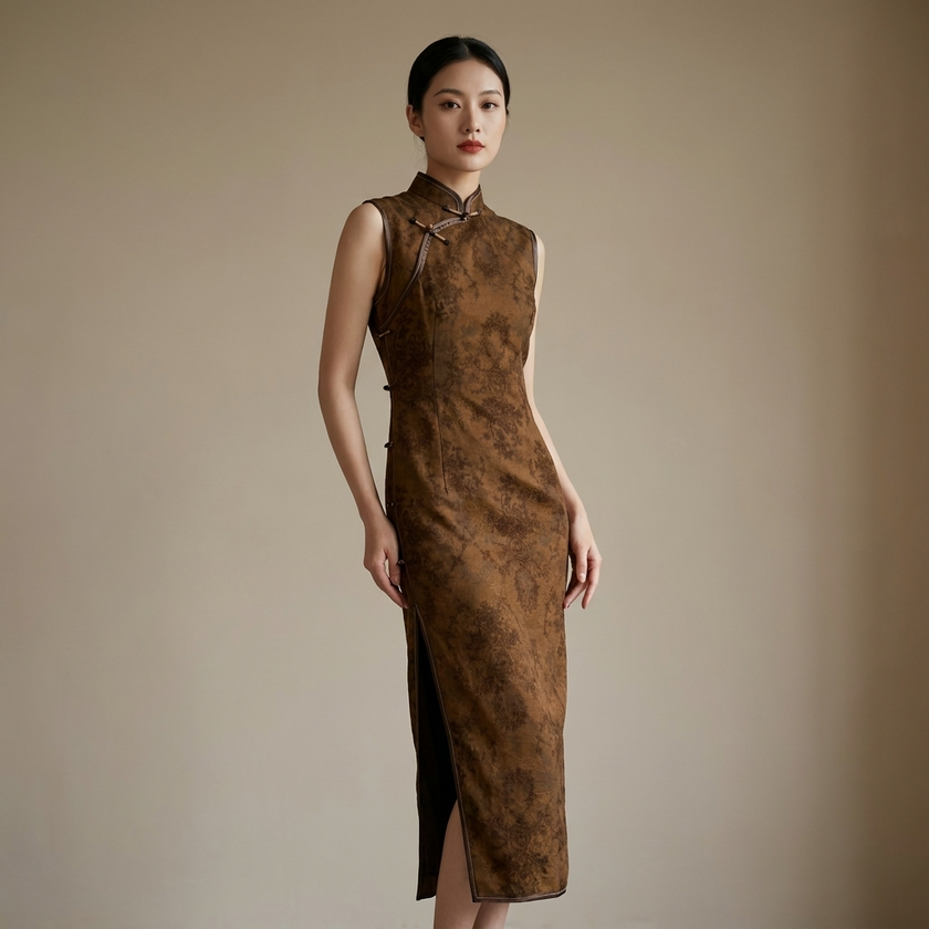 Jacquard Floral Velvet Cheongsam Qipao Dress