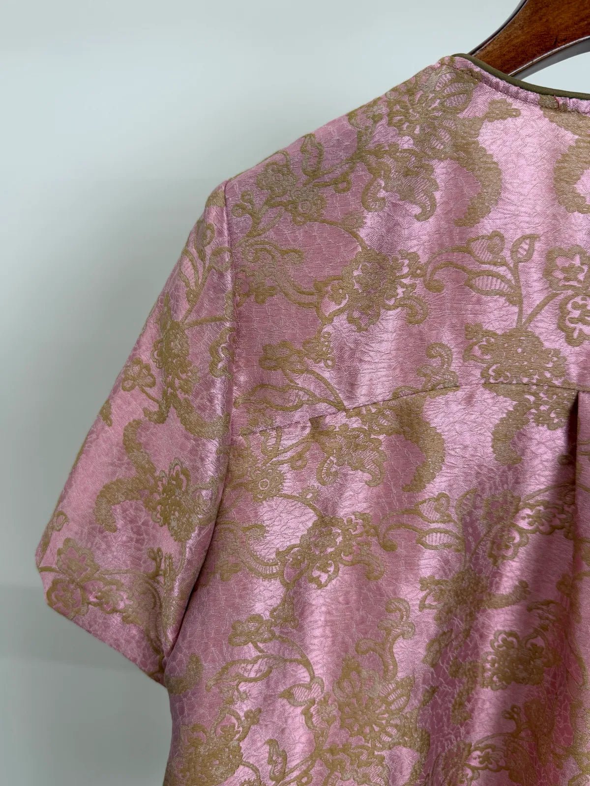Acetate Jacquard Embroidered Chinese Blouse Fabric Texture Close-up | Luxe Orienta Modern Top 