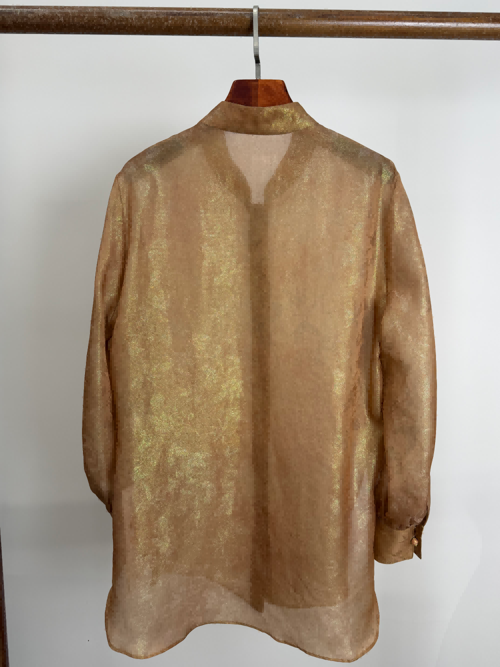 Champagne Silk Jacquard Chinese Blouse  back view