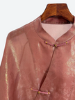 pink jacquard mulberry silk brocade blouse frog-buttons details -luxe orienta