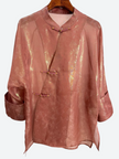 pink jacquard mulberry silk brocade blouse front -luxe orienta