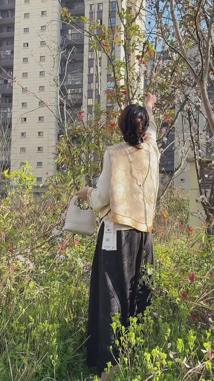 Golden Phoenix Jacquard Vest – Luxury Chinese Embroidered Vest | Modern Chinese Fashion