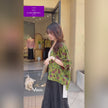 Green Xinagyunsha silk Pomegranate Cardigan from Luxe Orienta